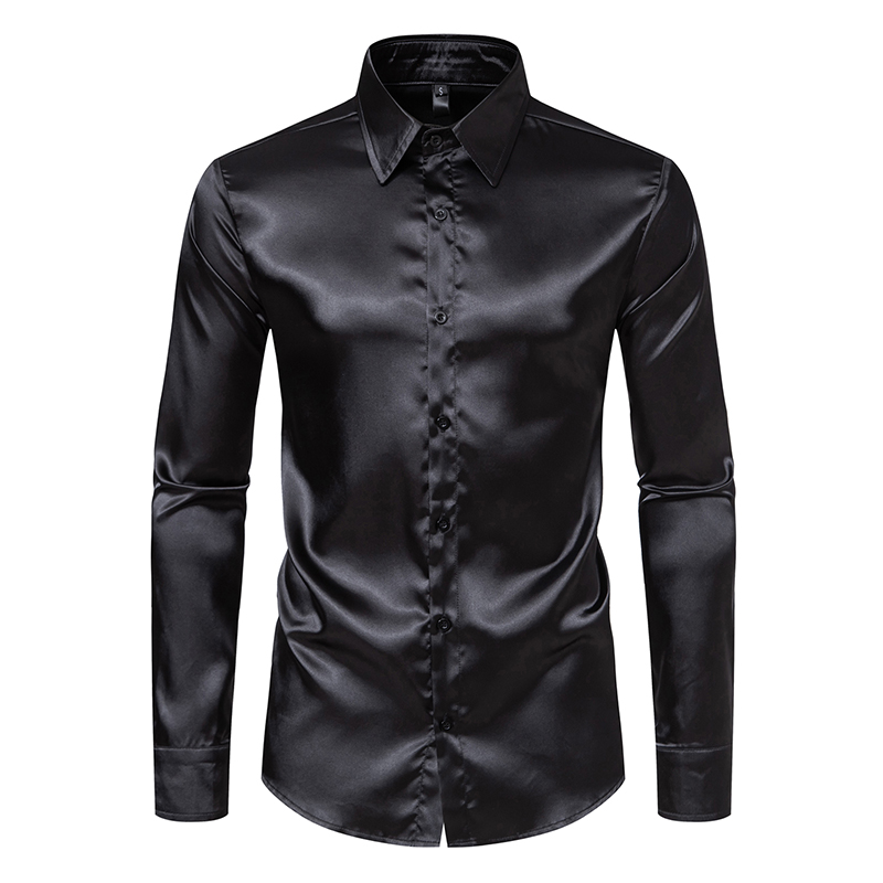 Mens Satin Silk Dress Shirt - Camicie eleganti di lusso in raso
