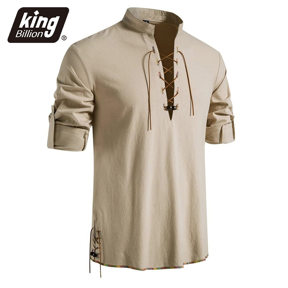 Medieval Gothic Lace Up Pirate Shirt - Camicia Medievale da Uomo con Collo