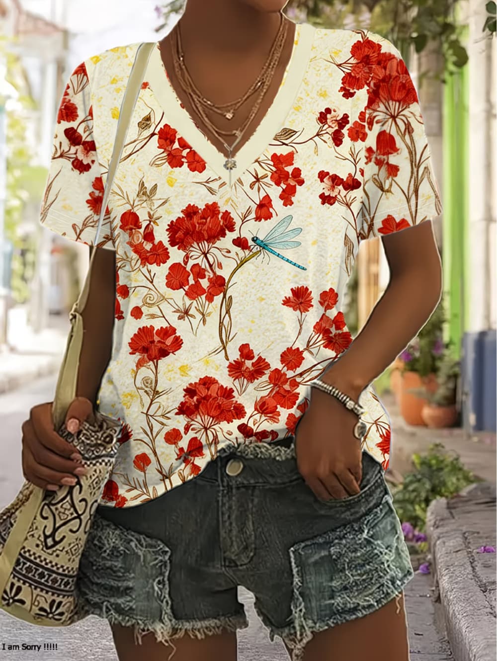 Vintage Hawaiian Floral Shirt - T-shirt Estiva da Donna con Stampa