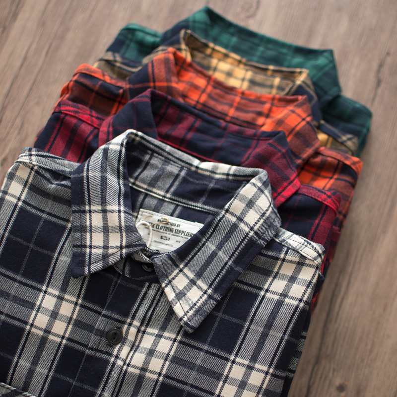 Flannel Plaid Shirt Heavy Weight - Autunno New American Retro 300g Pesante