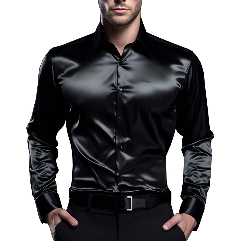 Camicie eleganti di lusso in r - Mens Satin Silk Dress Shirt recensione e prezzo
