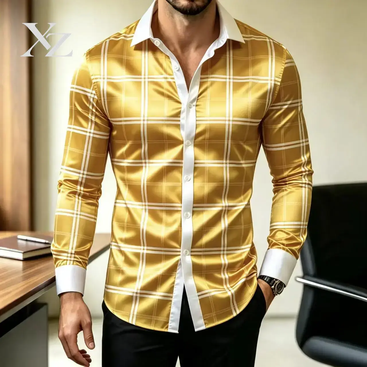Camicia elegante a maniche lun - Mens Satin Silk Dress Shirt recensione e prezzo