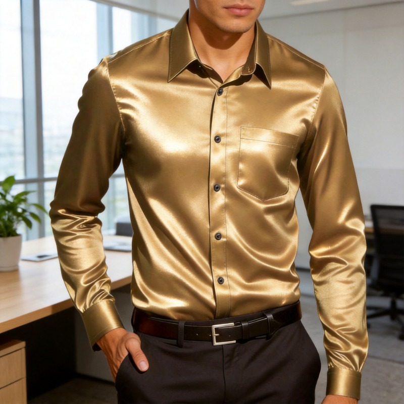 Camicia da Uomo in Seta Satina - Mens Satin Silk Dress Shirt recensione e prezzo