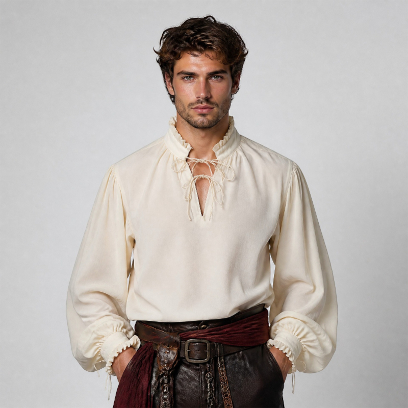 Camicia da Pirata Medievale Ri - Medieval Gothic Lace Up Pirate Shirt recensione e prezzo