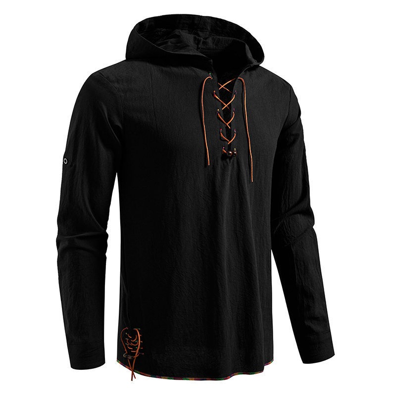 Maglietta a Maniche Lunghe con - Medieval Gothic Lace Up Pirate Shirt recensione e prezzo