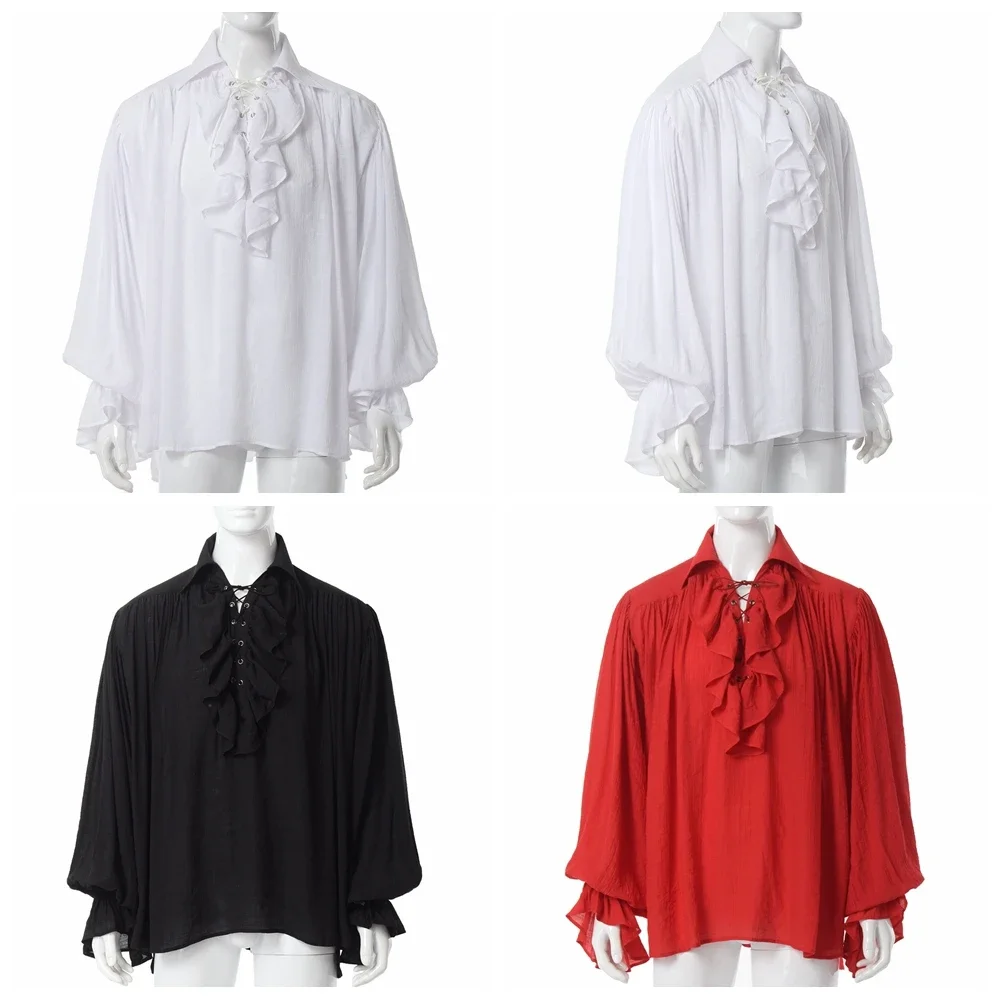 Camicia da uomo pirata Vampiro - Medieval Gothic Lace Up Pirate Shirt recensione e prezzo